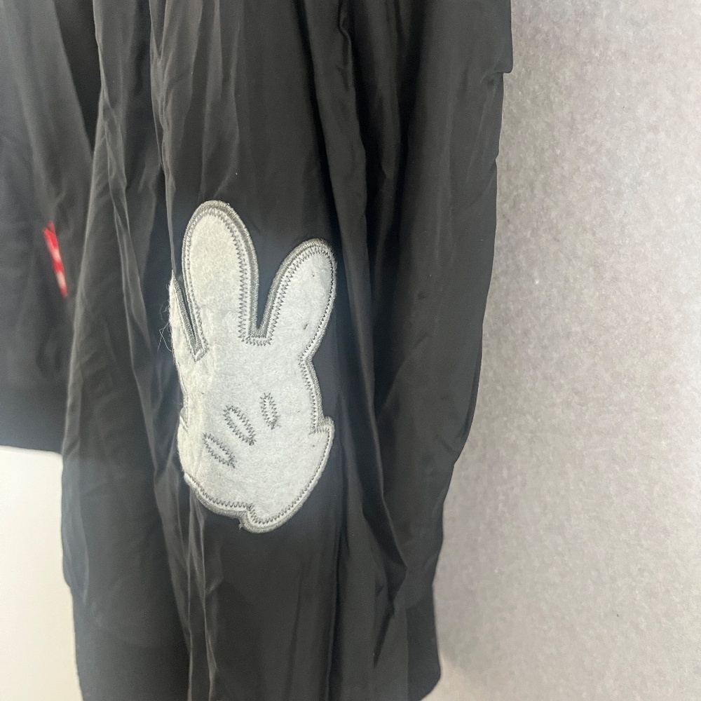Disney Mickey & Minnie Varsity Bomber Jacket Black Snap Button Patch Coat - Picture 7 of 11